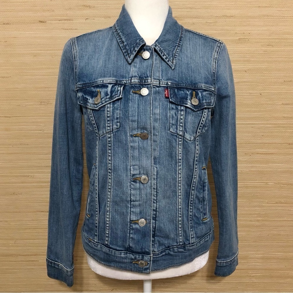 Blue Levi’s Denim Slim Fit Button Up Jean Jacket Size Small